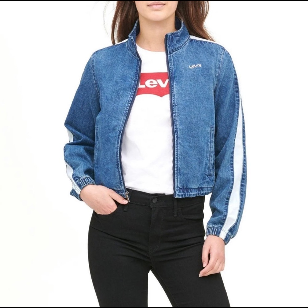 Levi’s cropped denim bomber jacket